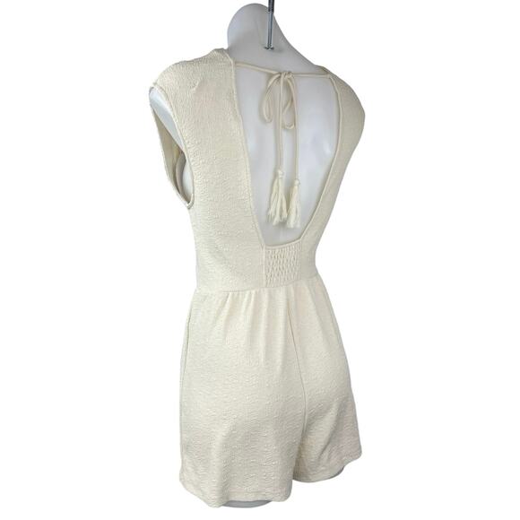 Zara Cream White Embroidered Floral Lace V-neck Sleeveless Romper Jumpsuit Sz S - Picture 9 of 16